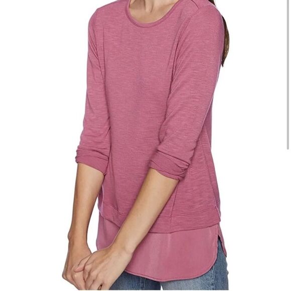 NWT J. Crew Mercantile Slub Knit Long Sleeve Top Blouse Silky Hem XS Rose Mauve - Picture 2 of 10